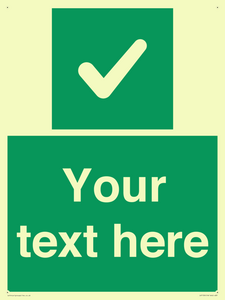 Custom green background, green square with tick sign